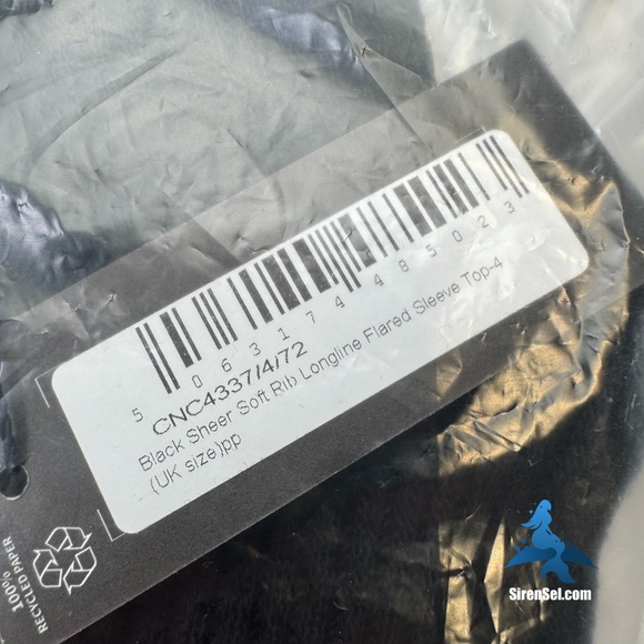 1106 NWT PrettyLittleThing Soft Rib Flared Sleeve Top - Size 0 - Black - Picture 8 of 11